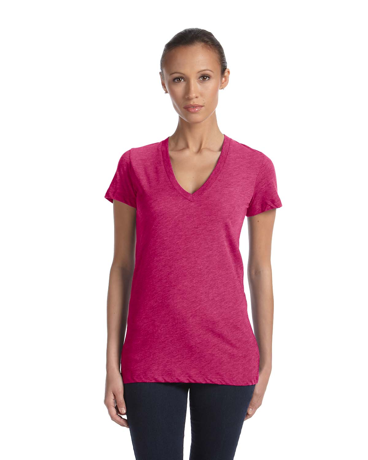 NEW Bella Canvas Ladies Triblend Short Sleeve Deep V-Neck T-Shirt M ...