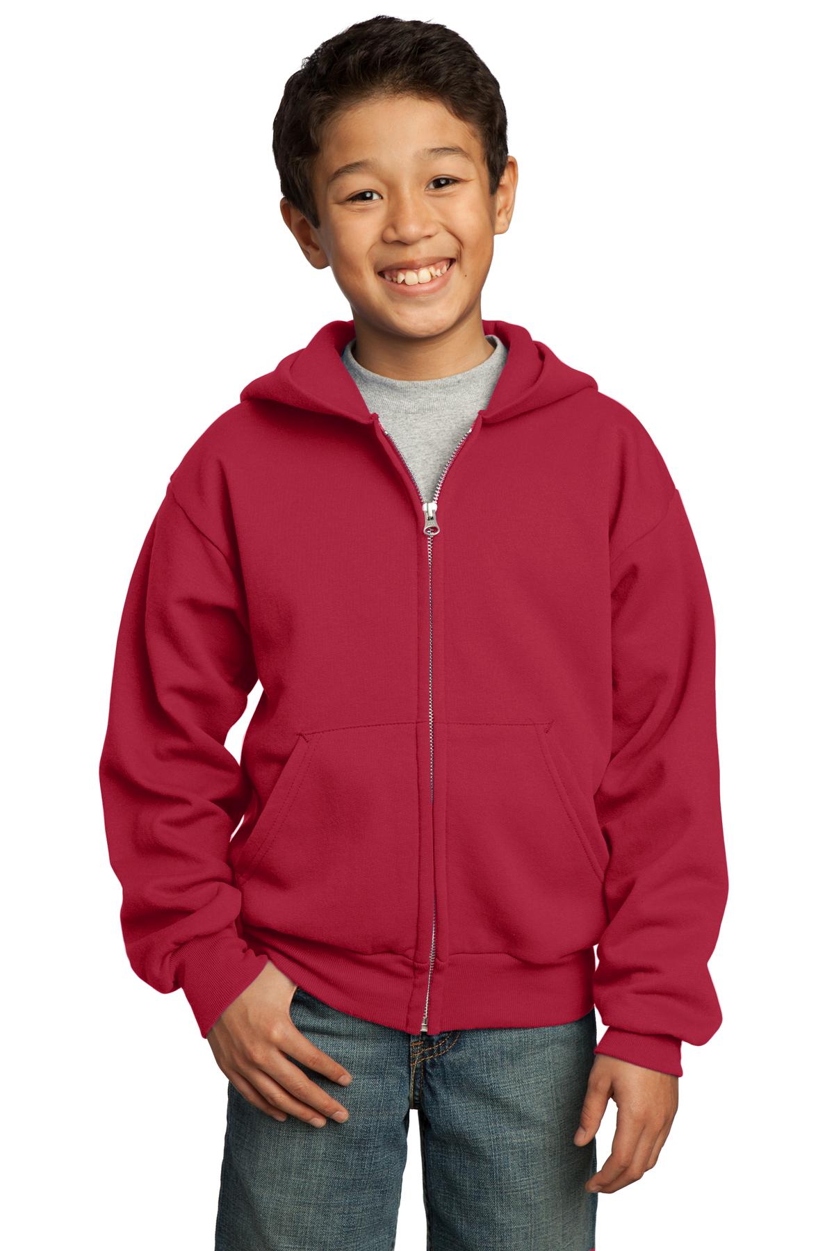 Port & Company Youth Core Fleece Full Zip Hooded Sweatshirt M-PC90YZH - Picture 20 of 23