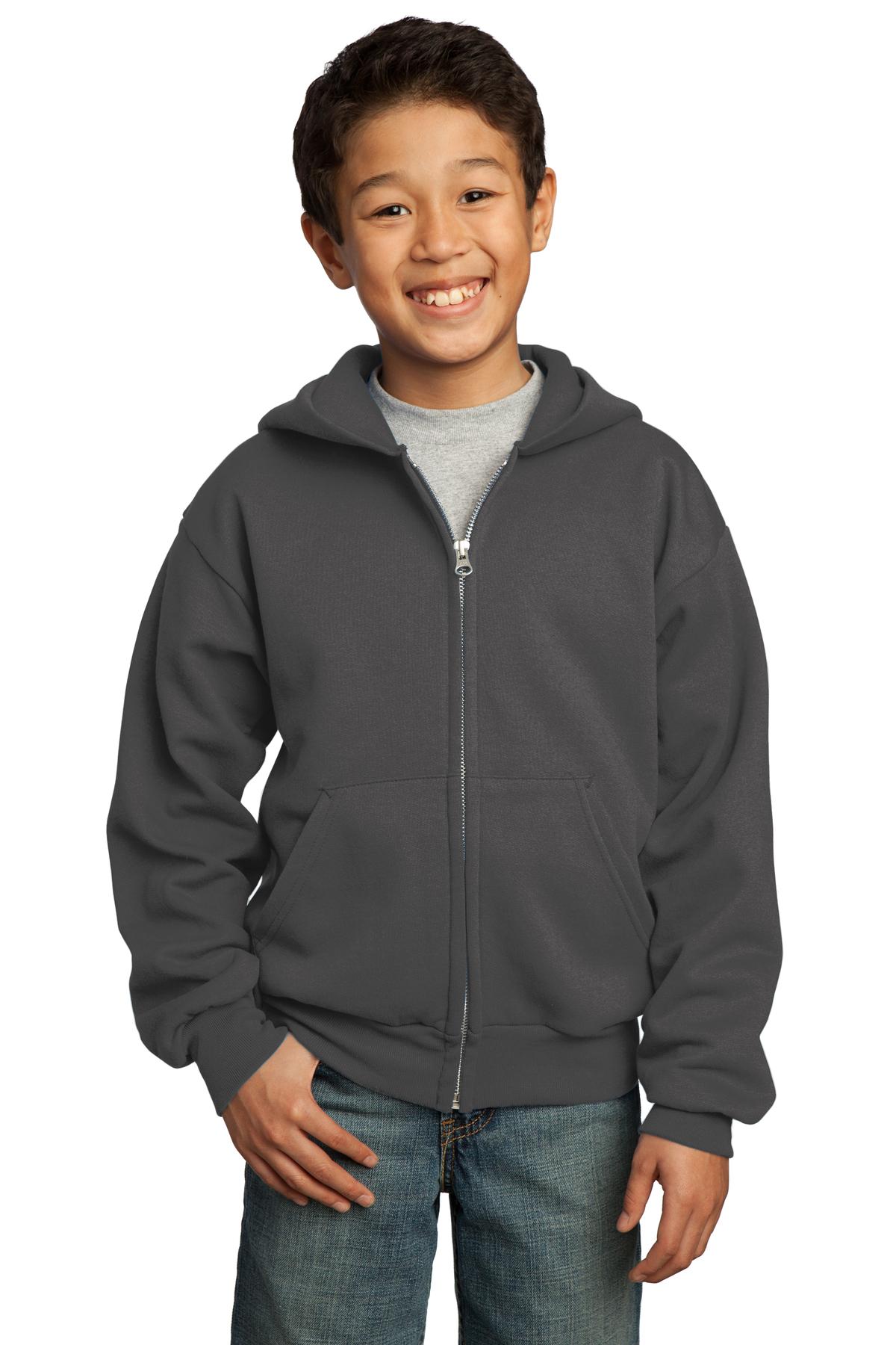 Port & Company Youth Core Fleece Full Zip Hooded Sweatshirt M-PC90YZH - Picture 6 of 23