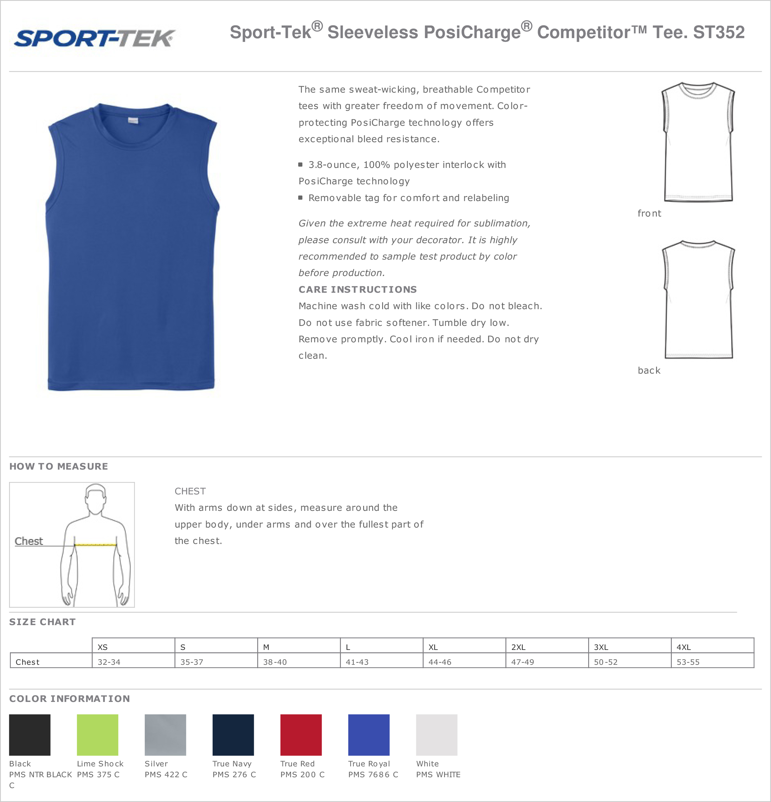 Sport-Tek Mens Sleeveless Dri-Fit Moisture Wicking Muscle T-Shirt M ...