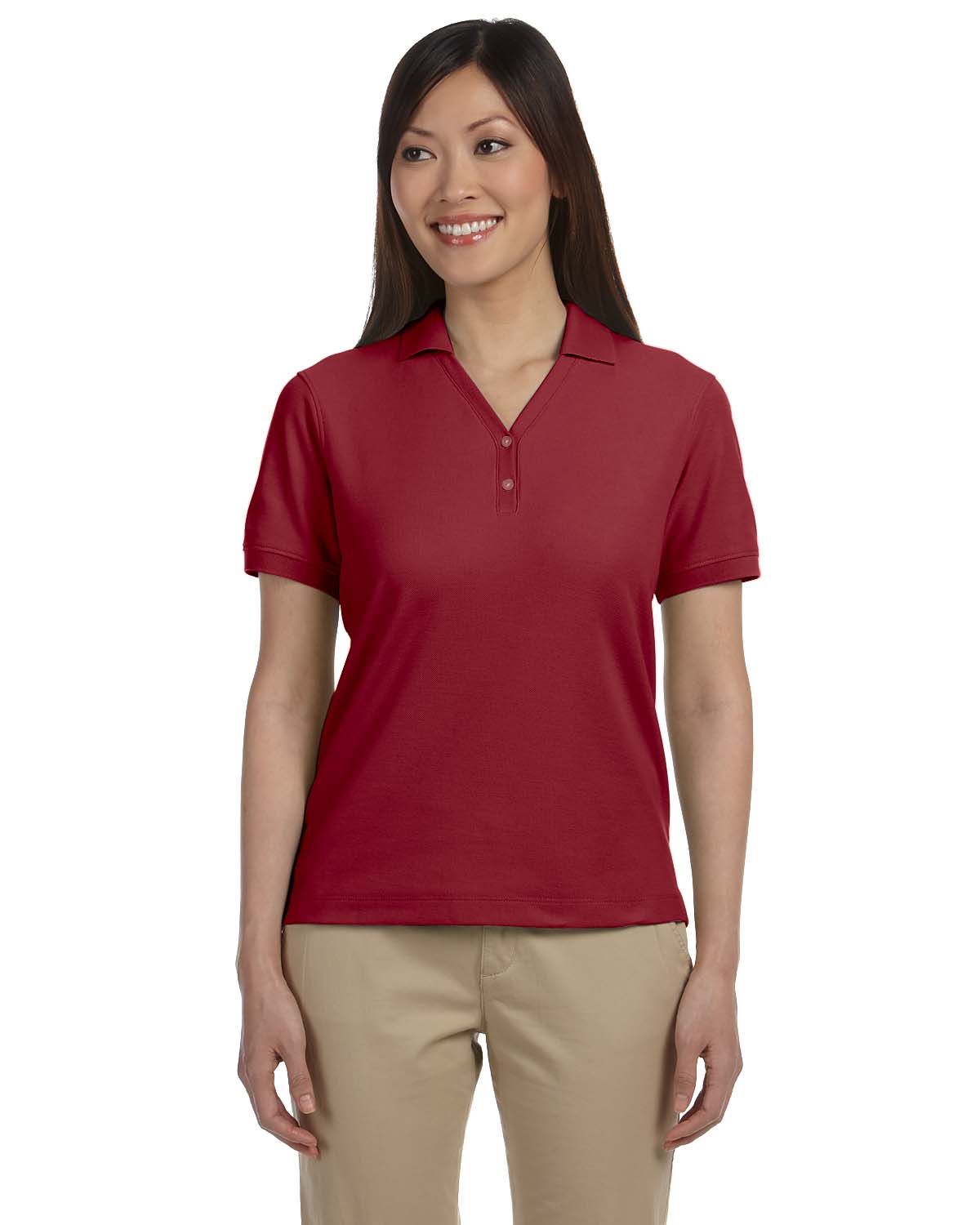 Devon & Jones Women's Pima Short Sleeve Y Collar Polo Sport Shirt S-3XL ...