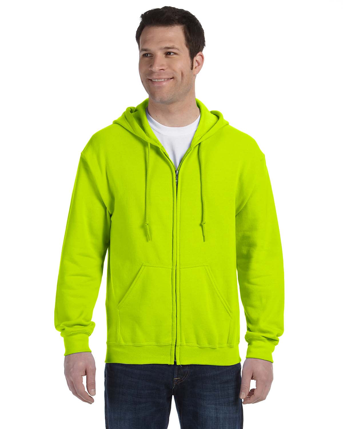 Gildan Mens Hoodie Full Zip Drawstring Ribbed Heavy Blend S-XL R-G186