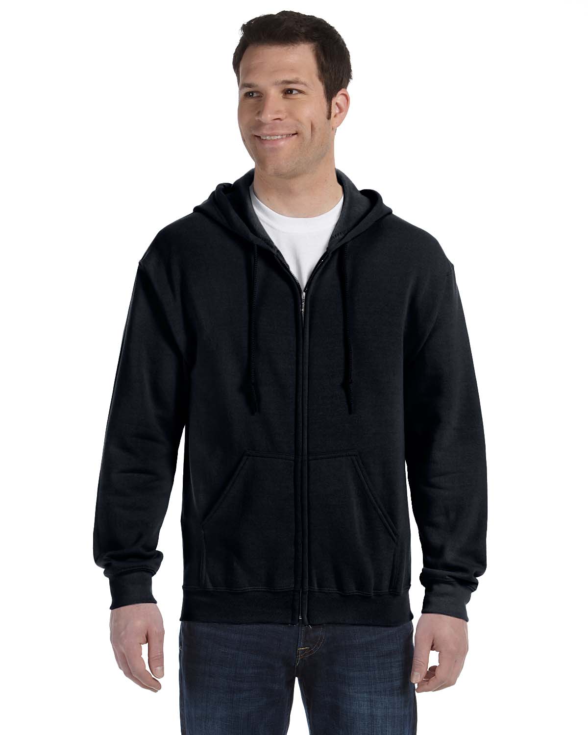 Gildan Mens Hoodie Full Zip Drawstring Ribbed Heavy Blend S-XL R-G186