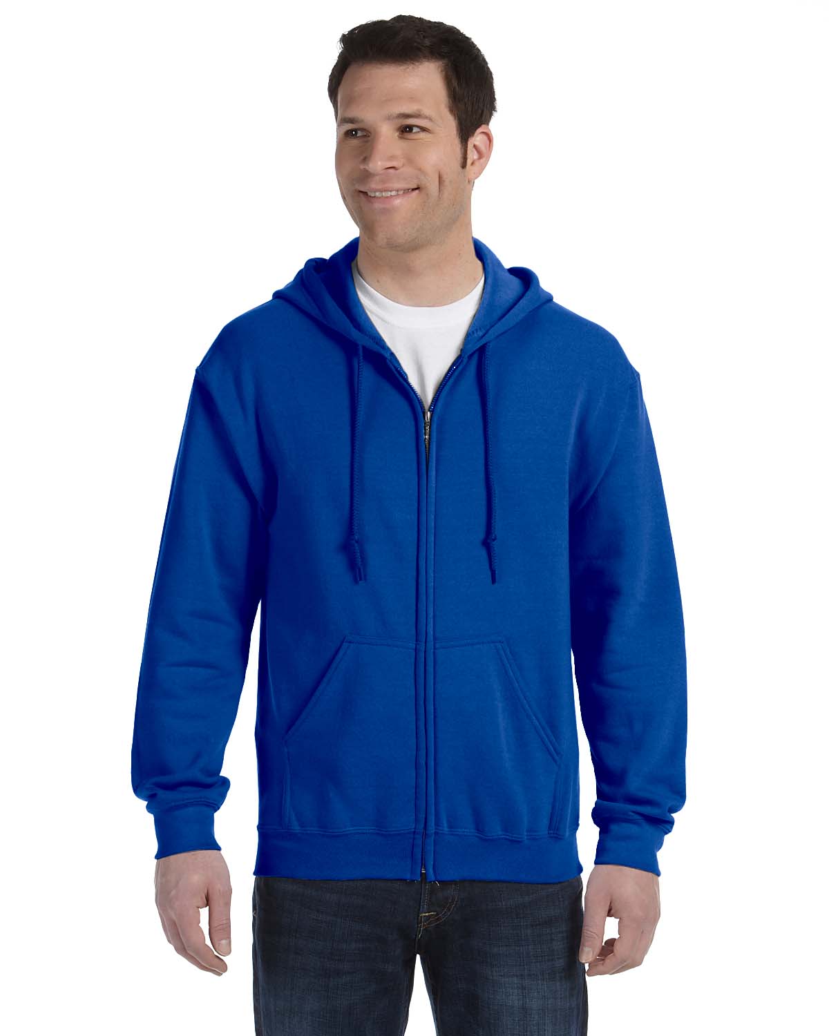 Gildan Mens Hoodie Full Zip Drawstring Ribbed Heavy Blend S-XL R-G186