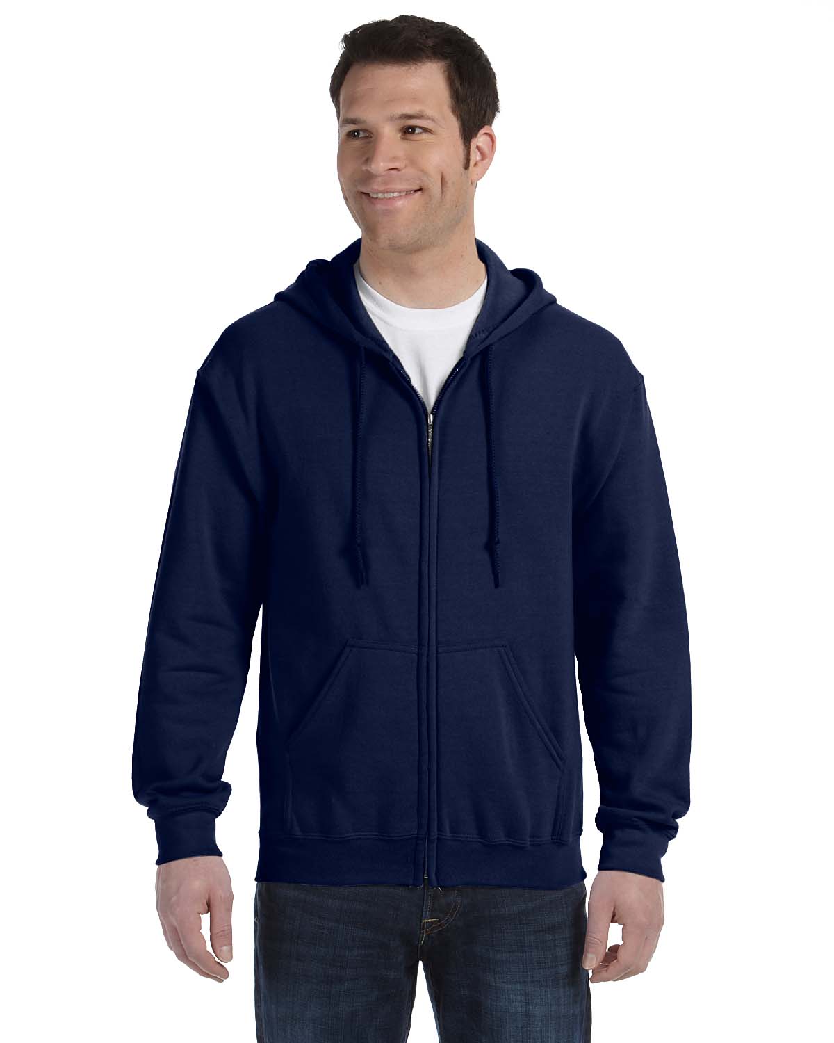 Gildan Mens Hoodie Full Zip Drawstring Ribbed Heavy Blend S-XL R-G186