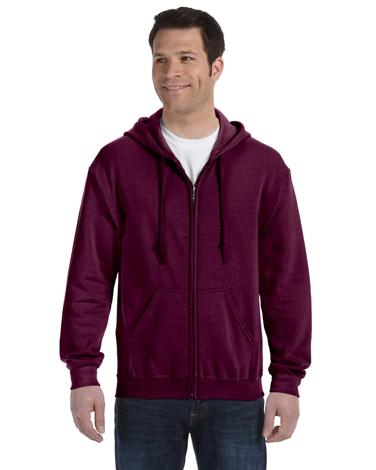 Gildan Mens Hoodie Full Zip Drawstring Ribbed Heavy Blend S-XL R-G186