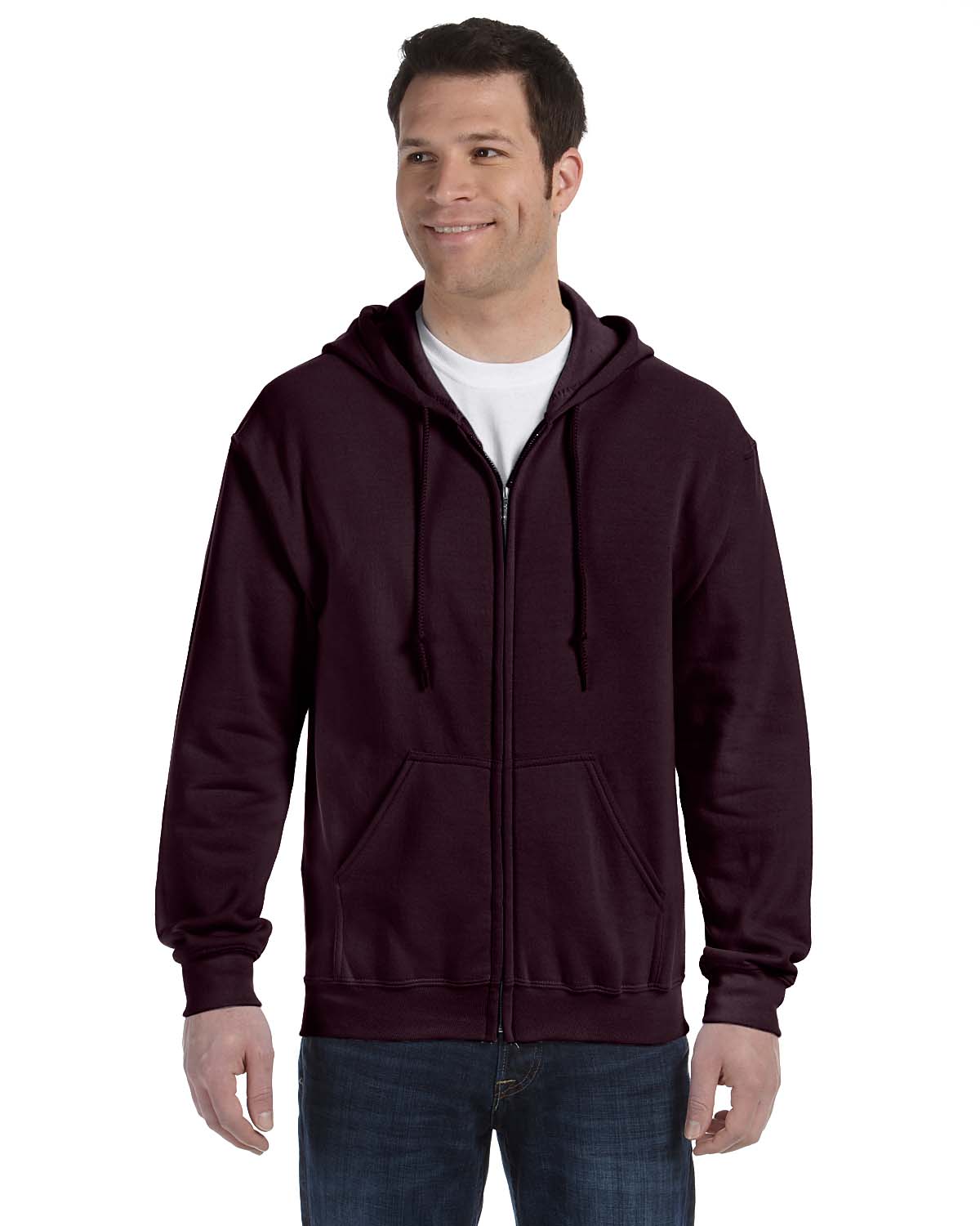 Gildan Mens Hoodie Full Zip Drawstring Ribbed Heavy Blend S-XL R-G186