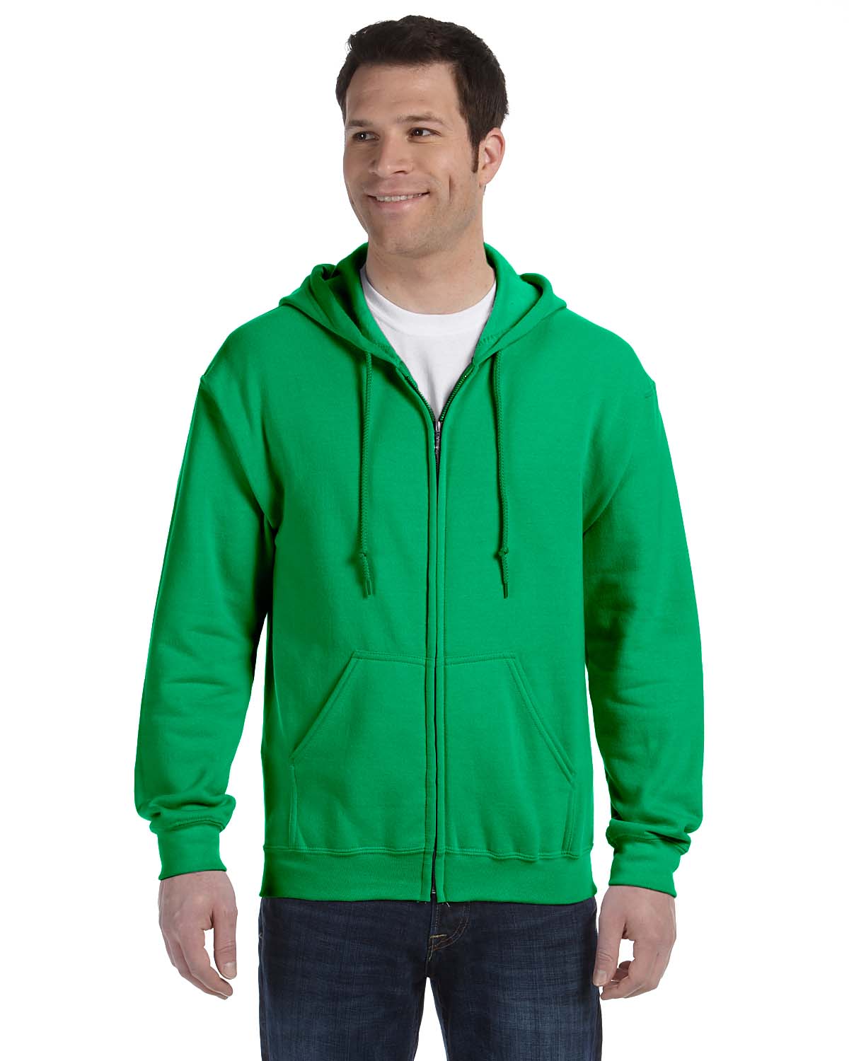 Gildan Mens Hoodie Full Zip Drawstring Ribbed Heavy Blend S-XL R-G186