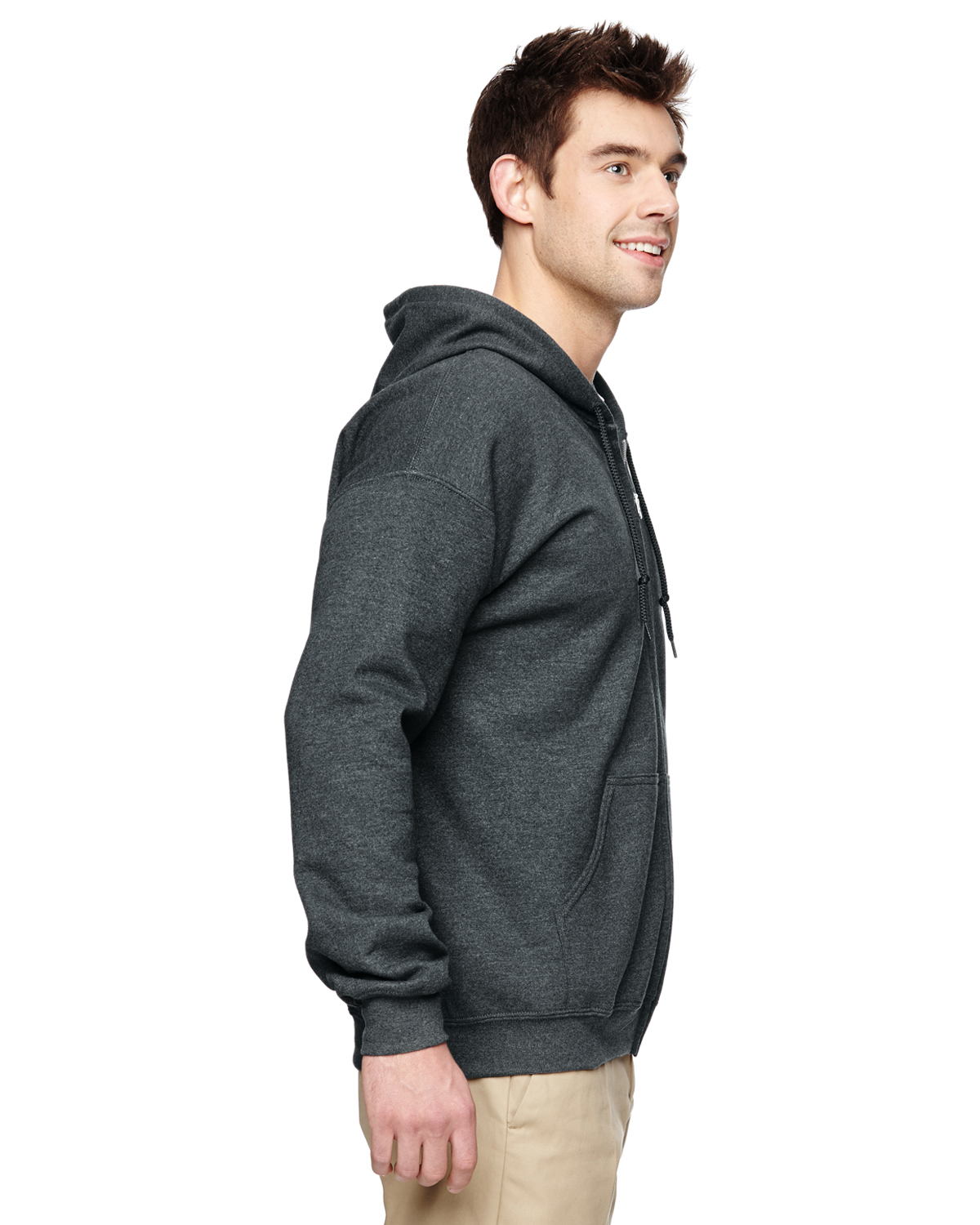 Gildan Mens Hoodie Full Zip Drawstring Ribbed Heavy Blend S-XL R-G186