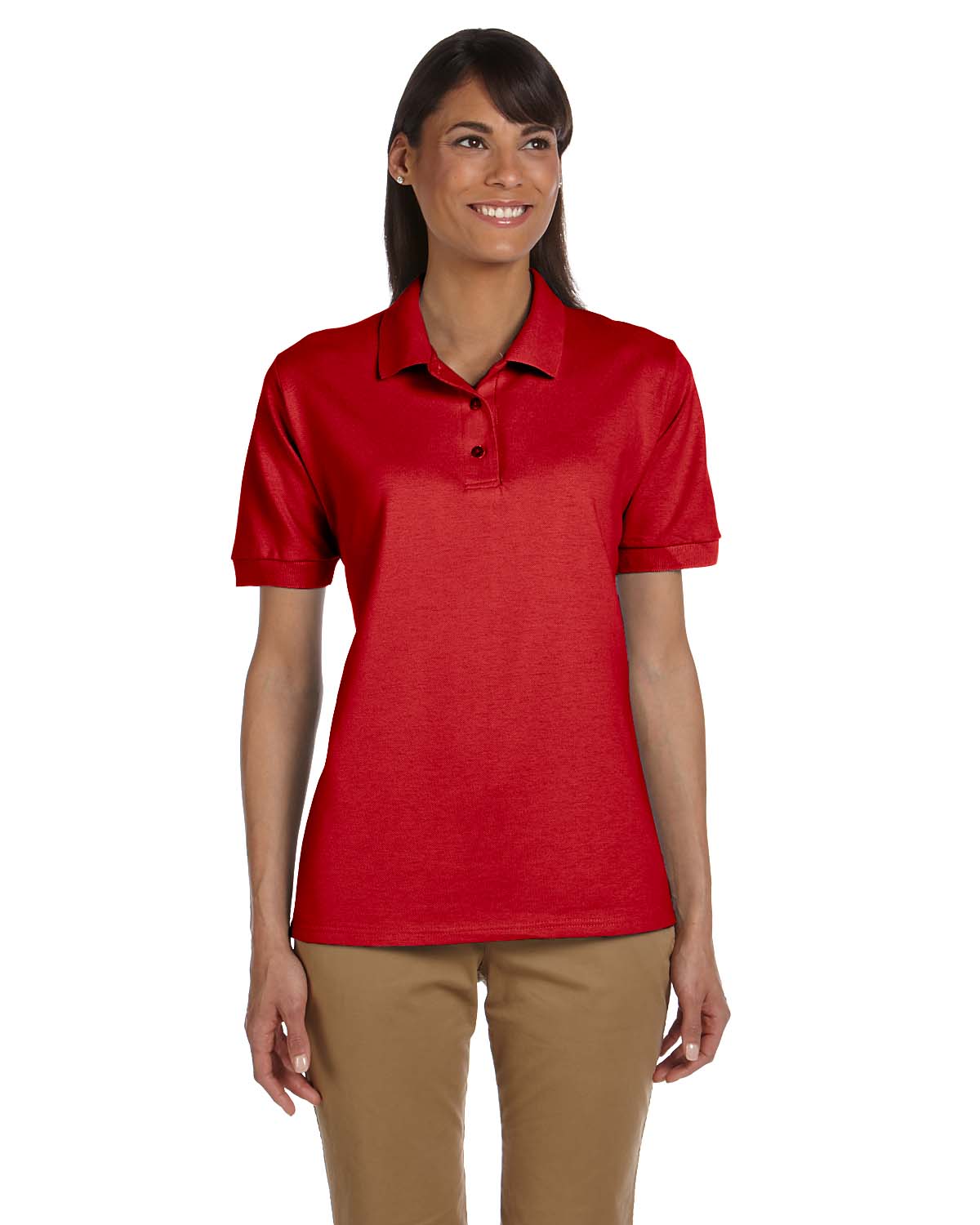 Gildan Womens Polo Shirt 100% Cotton Welt Knit Collar Short Sleeve S ...