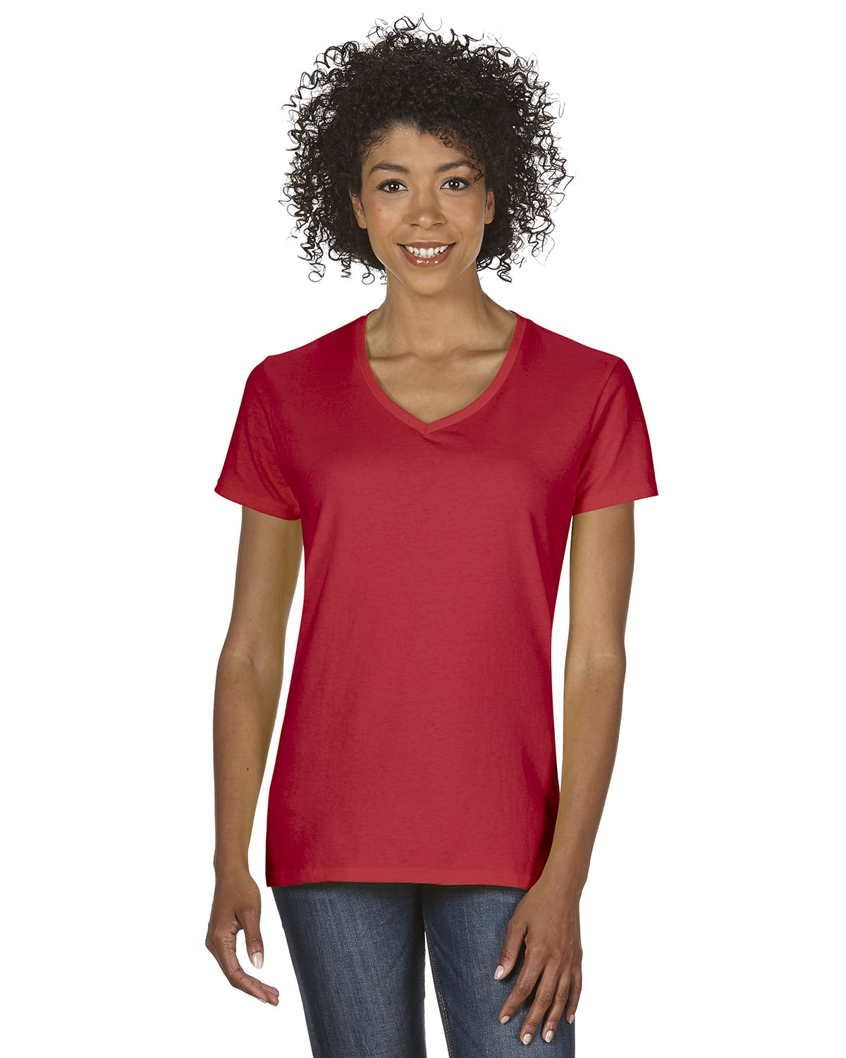 women's red v neck t shirt